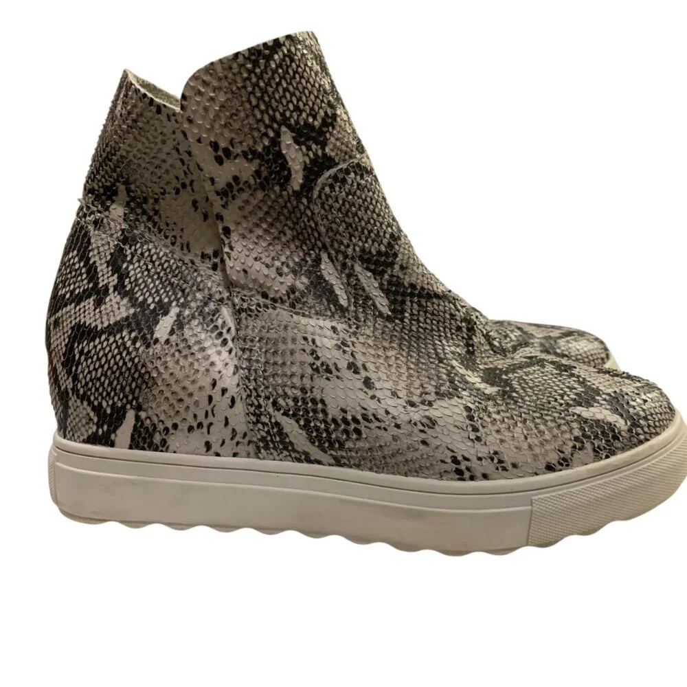 J/Slides New York Hightop Tennis Shoes Leather Snake Skin Platform Sz 10 Streetw